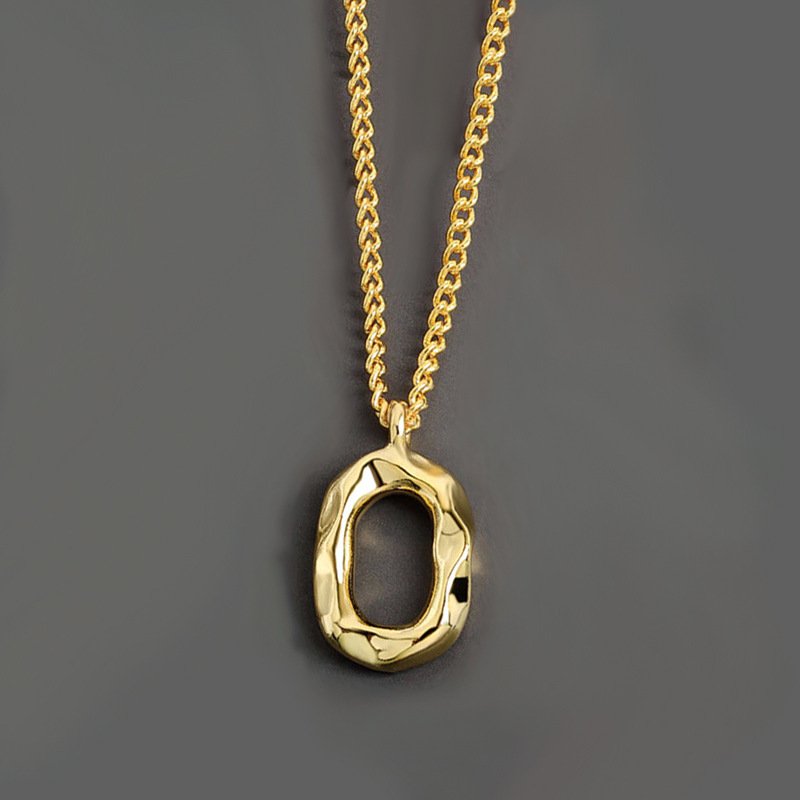 Hammered Oval Pendant Necklace – Dual Tone Minimal Chain - Image 6