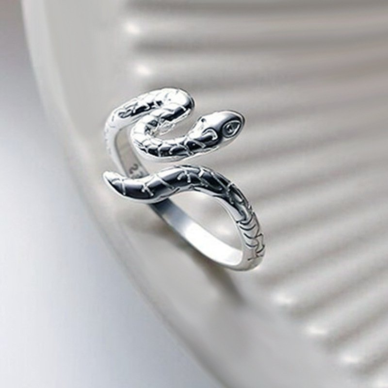Serpentine Wrap Adjustable Ring – Silver Plated Statement Design - Image 3