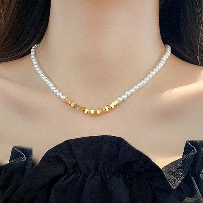 Pearl & Gold Bead Adjustable Bracelet – Dual Tone Elegant Style