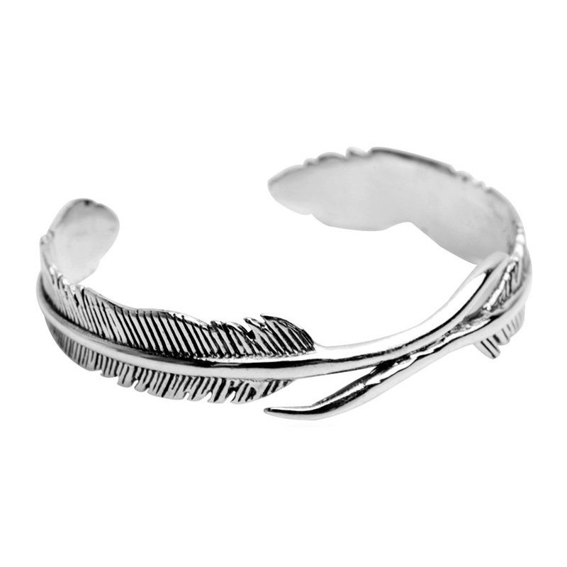 Feather Twist Open Cuff Bracelet – Silver Statement Wristwear - Image 6