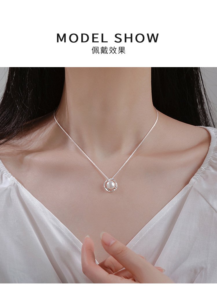 Floral Frame Pearl Pendant Necklace – Delicate Everyday Jewellery - Image 5