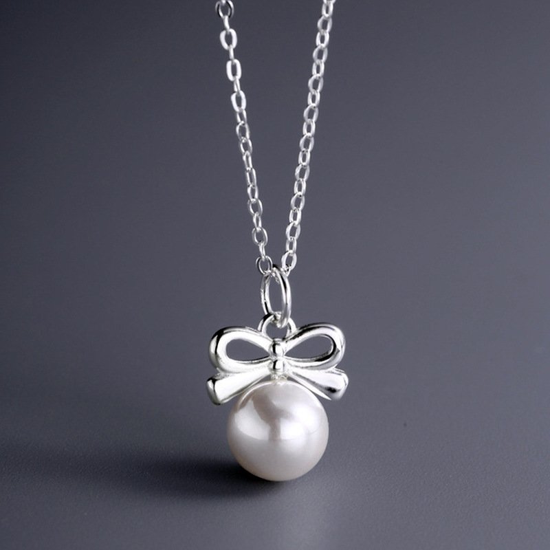 Bow Pearl Charm Necklace – Delicate Everyday Jewellery - Image 7