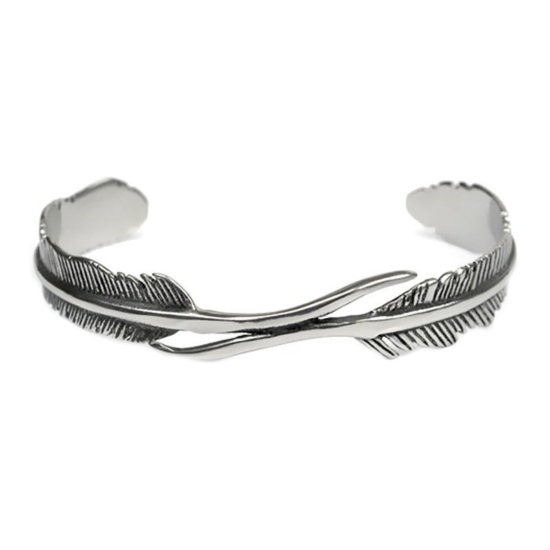 Feather Twist Open Cuff Bracelet – Silver Statement Wristwear - Image 5
